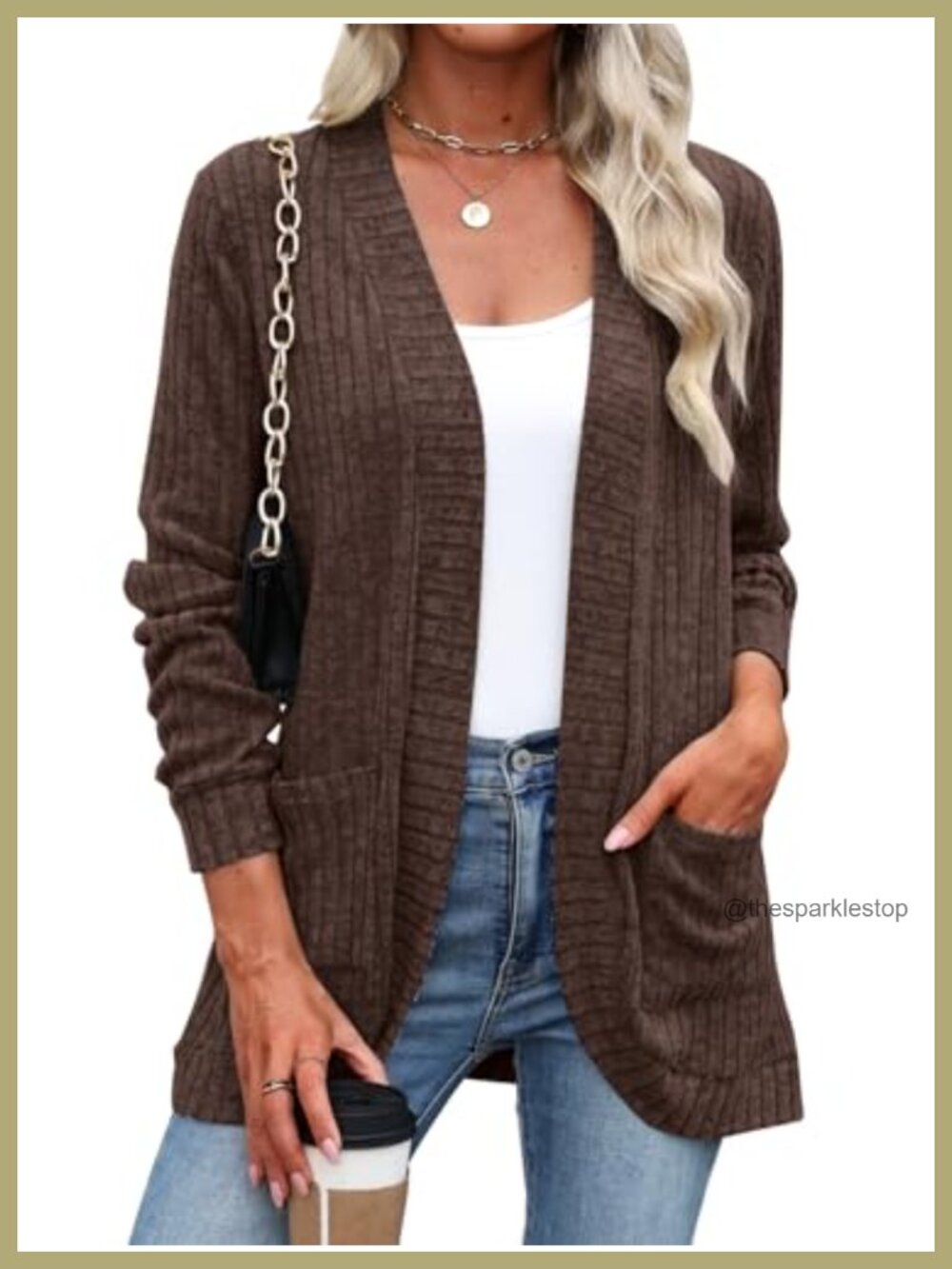Lightweight Open Front Cardigan Sweater with Pockets Long Sleeve